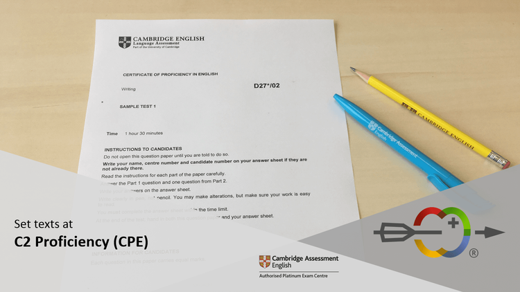 Sample test paper with pen and pencil - Set texts at CPE